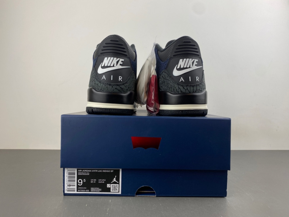 Air Jordan 3 X Leu*s "Indigo and Gym Red" IH7959-400