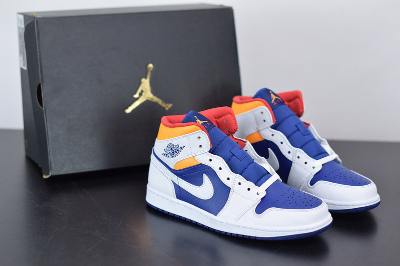 air jordan 1 mid royal blue laser orange 554724-131