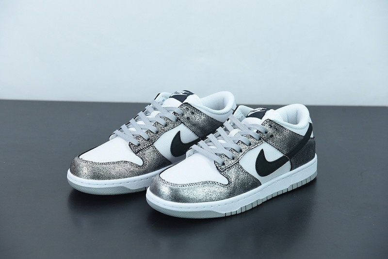 nike dunk low with silver cracked leather do5882-001