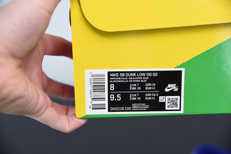 S*p*e x nike sb dunk low white/metallic gold-hyper blue dh3228-100