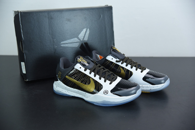 nike kobe v protro black white gold cd0824-127