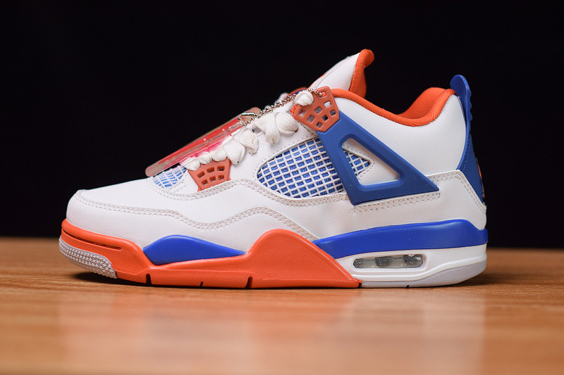 air jordan 4 retro “knicks” white/royal blue-orange 308497-171