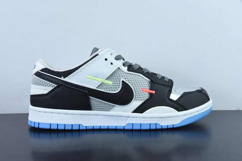 nike dunk low scrap black neutral grey university blue white dn5381-001