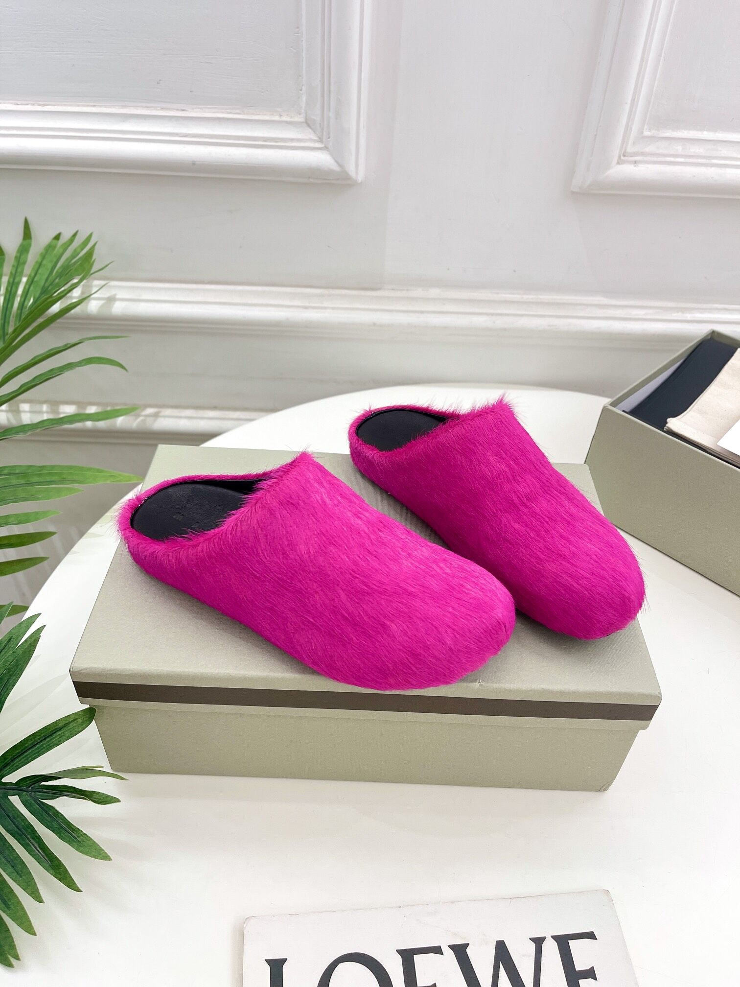 Marni calf hair slippers-Pink