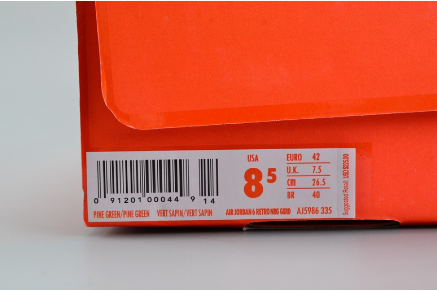 air jordan 6 retro nrg g8rd "gatorade" pine green mens aj5986-335